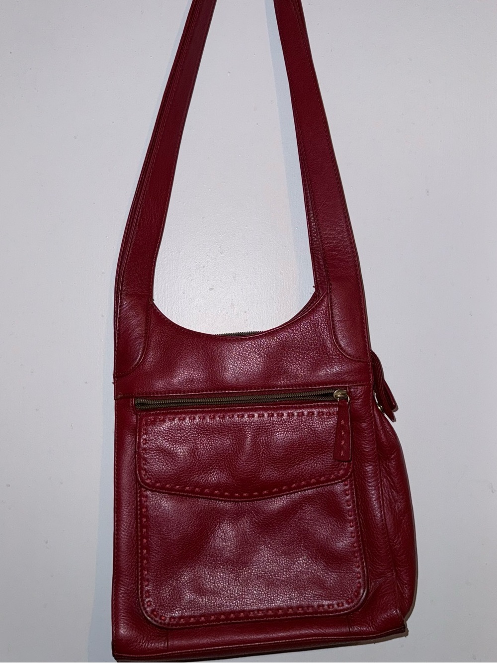 Valerie Stevens Deep Red Leather Crossbody Bag